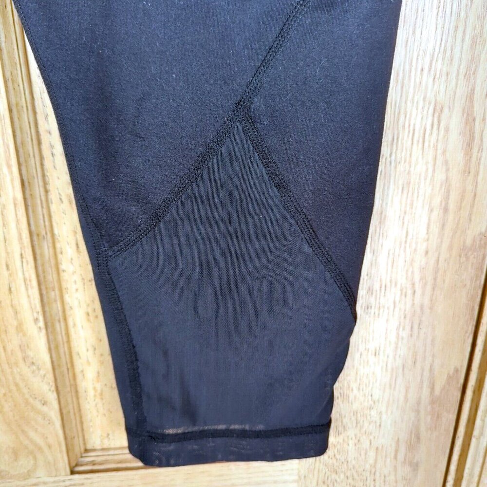Zella Hatha high rise crop gym leggings L black mesh hem matte Live In Nordstrom - Picture 4 of 5